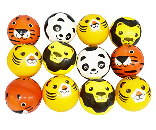 Image of Asera 12 Pcs Soft Foam Sponge Animal Cartoon Print Balls for Kids | Lightweight High Bounce Play Toy | Birthday Return Gifts, Party Favors, Indoor & Outdoor Fun