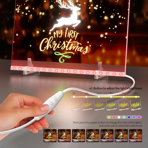 Pizarra de dibujo LED acrílica transparente iluminada con USB 5