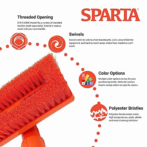 Image of SPARTA 3638831EC24 Polyester Rectangle Scrub Brush, Floor Brush, Cleaning Brush With Swivel Head For Cleaning, 8 Inches, Orange