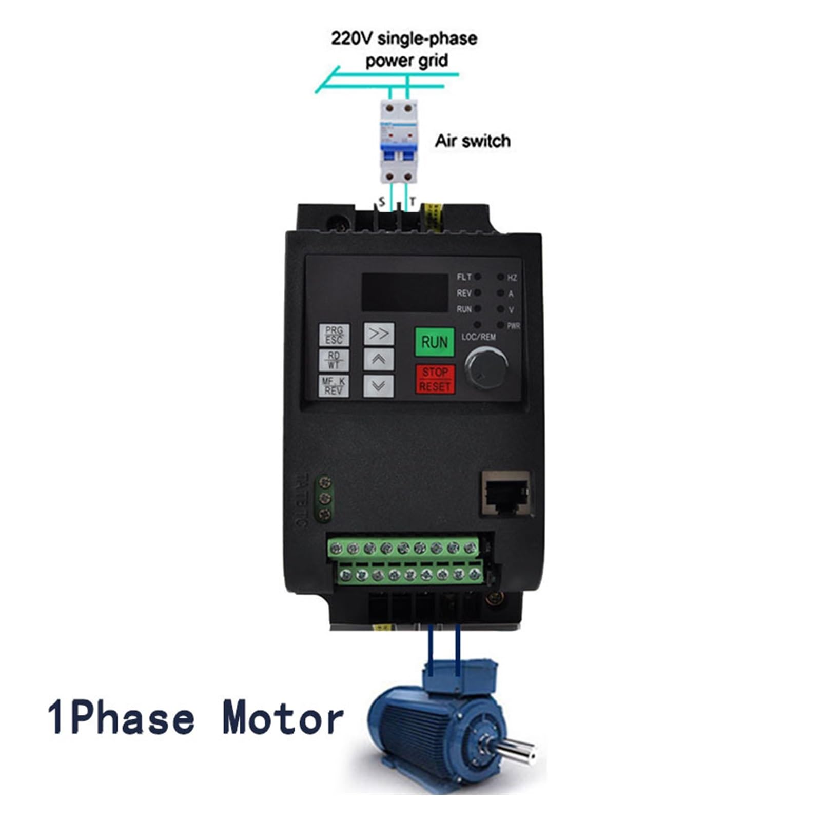 Przetwornica częstotliwości, VFD AT2 0.45KW/0.75KW/1.5KW/2.2KW/3KW/4KW jednofazowy 220 w i jednofazowy przetwornica częstotliwości do silnika jednofazowego(3KW((4HP))