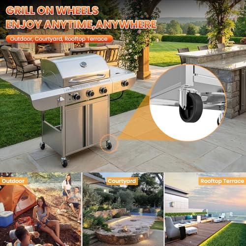 Image of COWSAR Premium 3-Burner 34,000 BTU Propane Gas Grill with Side Burner