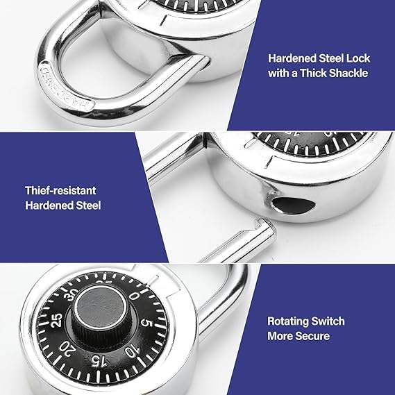 Image of Coded Lock, Rotary Padlock Combination Padlocks Rotary Padlock Digit Combination Locker Lock Safe Round Dial Number Luggage Suitcase Security.