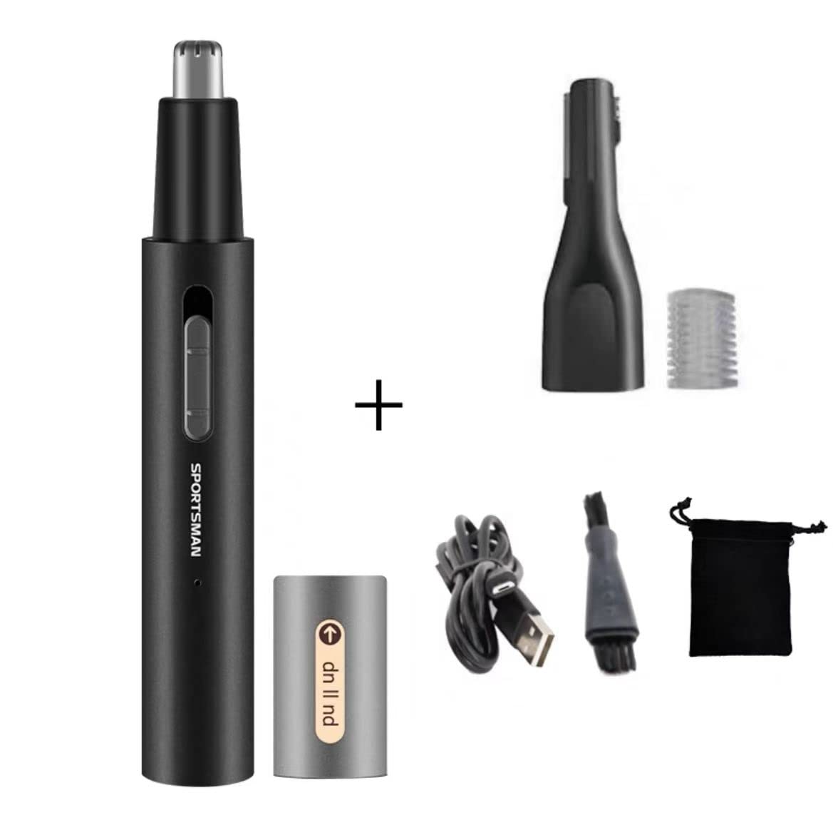 Rifinitore multifunzione for peli del naso e dell'orecchio, ricaricabile tramite USB, indolore, for uomini donne, nero