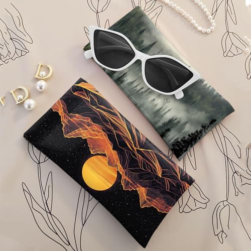 Image of 2 PCS Glasses Case Eyeglass Sunglasses Pouch Squeeze Portable Bag Soft Leather with Cleaning Cloth Women Men Girls