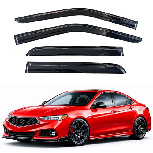 Image of KPY Rain Guards Fit for 2015-2020 Acura TLX, Out-Channel Window Visors Vent Wind Deflectors 4PC, Car Accessories for 15-20 Acura TLX