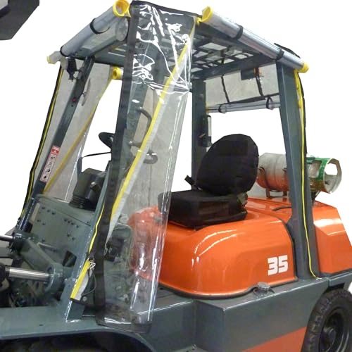 Heavy Duty Clear Universal Forklift Cab Enclosure Cover, Waterproof Windshield Rain Canopy Cover Protectors, Fits 6000 to 13000 lbs Forklift Trucks.