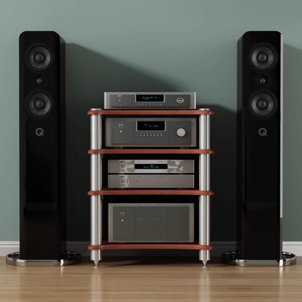 Szafka na sprzęt audio HiFi z 4 poziomami – stojak na sprzęt stereo, wzmacniacz i konsolę audio-wideo – stylowy mebel do domowej rozrywki (biały, 4 poziomy)