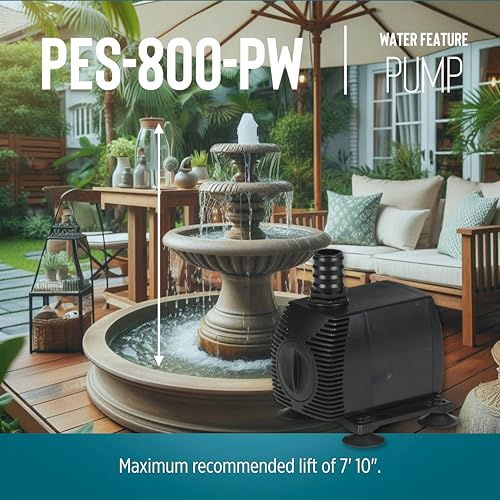 Image of Little Giant PES-800-PW 115-Volt, 875 GPH Magnetic Drive Fountain /Pond Pump with 15-Ft. Cord, Black, 566721
