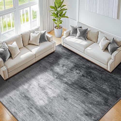 Washable Rug 6x9 Area Rugs for Living Room - Stain Resistant Non-Slip Backing Boho Rug for Bedroom,Durable & Ultra-Thin Vintage Large Area Rug(6x9,Gray)