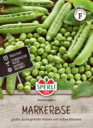 Sperli Markerbsensamen Ambassador - Hochwertige Erbsensamen für süße gefriergeeignete Erbsen widerstandsfähig ertragreich ideal für den Anbau von Gemüse und Samen im Garten