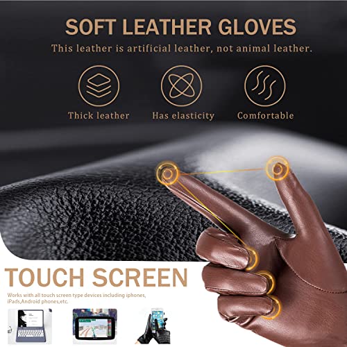 ISHISBEB PU Leather Touchscreen Gloves