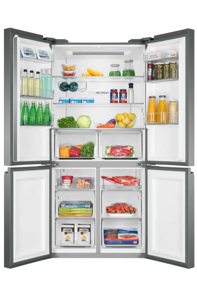 Haier Cube 90 Series 3 HTF-540DGG7 - Frigorífico 4 Puertas, Función Vacaciones, Botellero, Motor Inverter, CajónMy Zone, Cajón Humidity Zone,Total No Frost, 90cm, Capacidad 528L, Inox