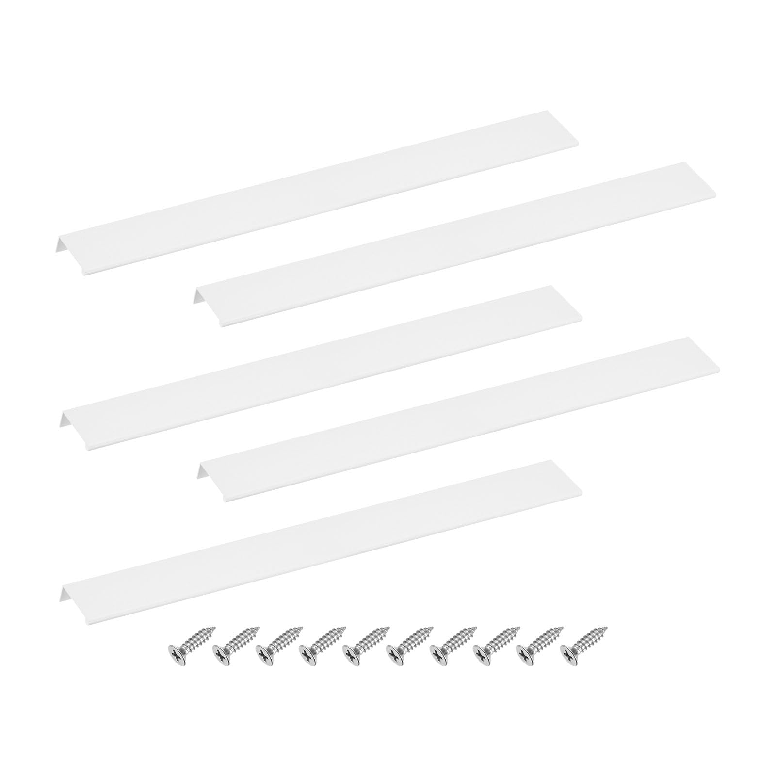 sourcing map Cabinet Finger Edge Pull, 5pcs 500mm / 19.69" Aluminum Alloy Back Mount Hidden Drawer Edge Handles, Modern Concealed Tab Pulls for Home Kitchen Furniture, White — image 1
