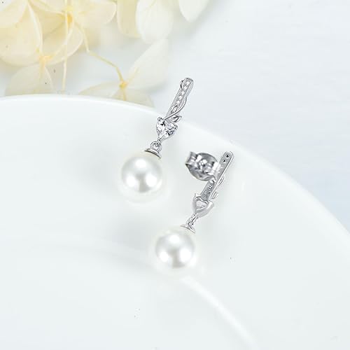 Miniatura 3 de Pendientes de perlas de joyería nupcial de la boda, perla, Plata de ley Perla, Perla