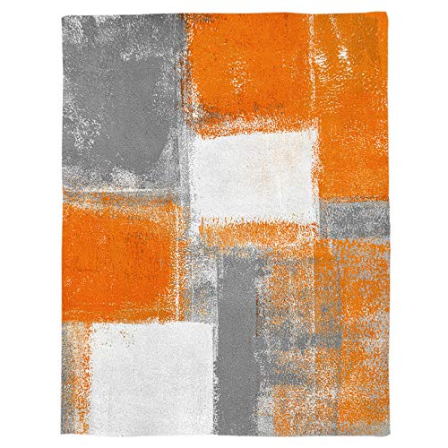 Modern Art Artwork Throw Blanket Fuzzy Plush Blanket Flannel Bed Blanket Burnt Orange And Grey Modern Art Artwork Lightweight Throw Blanket For Couch Sofa Bed 40"X50"-Modern Art Pattern Collection #TOP4