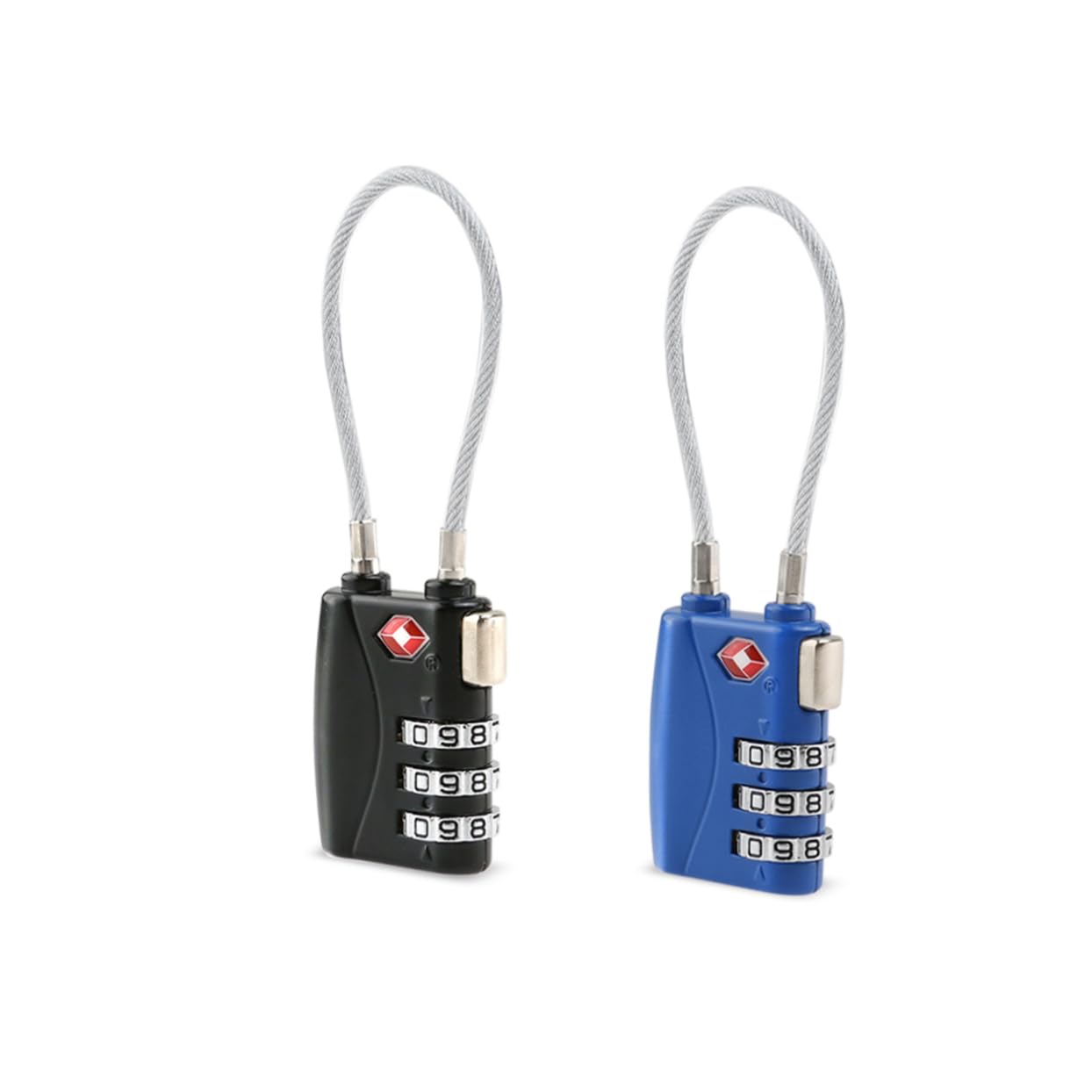 Tofficu 6 pezzi Serrature Tsa con Cavo per Valigia Lucchetti Combinazione Colori Nero e Blu Bagagli e Armadietti Facile da Usare e Sicuro