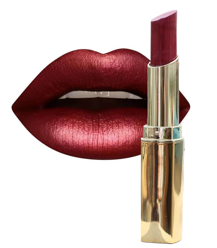Metallic Shine Maroon Lipstick For Women, High Impact Lipcolor With Moisturizing Creamy Formula-image-17