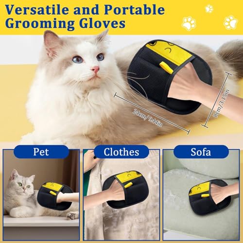 CelestiMingle 2 Stück Fellmagnet Handschuh Katzenhaare, Wiederverwendbare Fell Magnet Handschuhe, Pet Handschuhe, Tierhaarhandschuhe zum Reinigen von Kleidung und Möbeln (A)