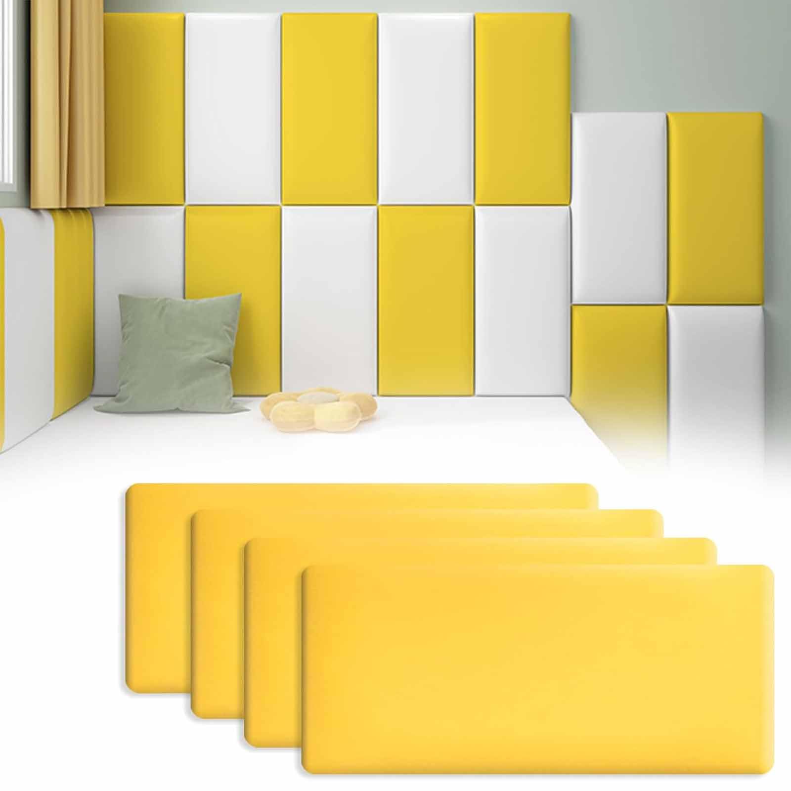 Kid's Anti Collision Wall Padding, 40x20cm Self Adhesive Headboard Panels, 3D Wall Cushion Protection, Tatami Wall Stickers for Bedrooms, Children's Room Dance Club, Nursery,003,6 PCs