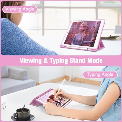 Image of Fintie Hybrid Slim Case for iPad 9th / 8th / 7th Generation (2021 /2020 / 2019) 10.2 Inch - [Built-in Pencil Holder] Shockproof Cover with Clear Transparent Back Shell, Lilac Pink