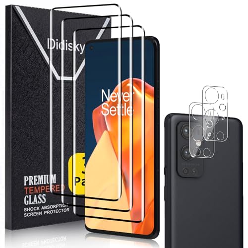 Didisky Oneplus 9 Pro�p�X�N���[���v���e�N�^�[ 3���p�b�N �J���������Y�v���e�N�^�[2���p�b�N�t�� �g���₷�� ���h�~ �d�x9H 3D�J�[�u�t���J�o�[