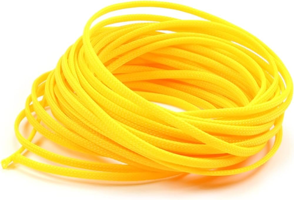 RIVER FOX® Yellow Colour 15 Meters Size 3mm Polyester Braided Sleeve, Nylon Braided Sleeve, Braided Expandable Sleeve for Good Wire Protection-image-39