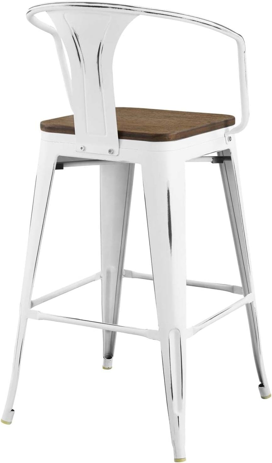 Modway Promenade Bar Stool Set of 2, White
