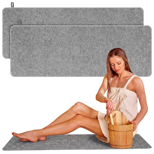 Hahafelt 2 Pcs Sauna Mat Heat Insulation Mat Natural Felt Sauna Mats for Inside Saunas Accessories Floor Mats Gift for Men Women Bath Shower Bench Cushion Houseroom Vaporarium Spa (43 Grey)