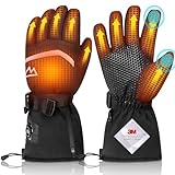 Loowoko Guantes calefactables para mujer y hombre, guantes calefactables con batería recargable, 3 guantes de esquí de temperatura ajustable para invierno, esquí, motocicleta, ciclismo, senderismo M