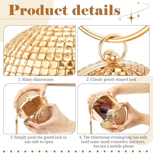 Image of Dansydaisy Women Disco Ball Purses Crystal Purses Rhinestone Party Evening Clutch Handbag New Year Bingo Night Party Gift