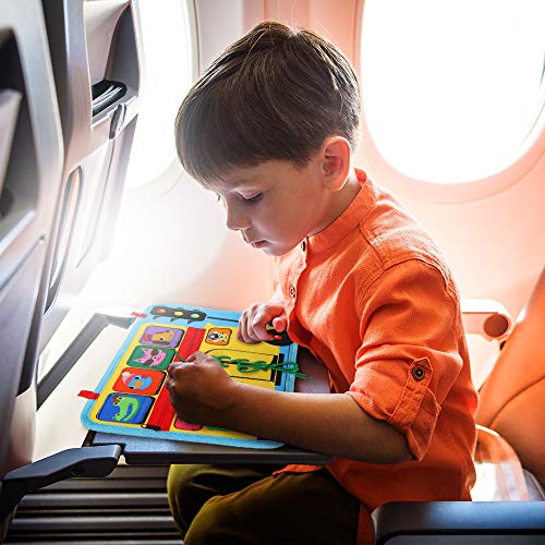 School Bus Busy Board-Montessori Basic Skills Activity Toys for Toddlers 3Years Old and up, Fine Motor Educational Early Toy for Kids, Learn to Dress, Shoe Lace Sensory Board for Airplane, Car Travel - Thumbnail 7
