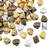 BEAMARKER 1 Bolsa de 56 Cuentas Espaciadoras de Concha de Aleación Tibetana, Conchas de Mar de Verano, Sueltas, Doradas O Plateadas, con Un Agujero de 5mm para Fiestas En el Océano, Fabricación de Jo