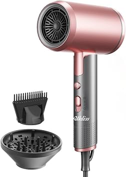 Ukliss Hair Dryer, Foldable Ionic Hair Dryer for Frizz Free Salon & Home, PinkGold