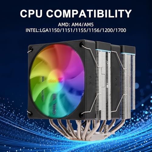 Image of IX20 ARGB Air Cooling CPU Cooler, Silver, Dual 120mm Fans | 6 Copper Heat Pipes, 5.00 x 5.4 x 6.2 inches, AMD AM4 /AM5 and Intel LGA 115X /1200 /1366 /1700 /1851 /2011, 265W TDP