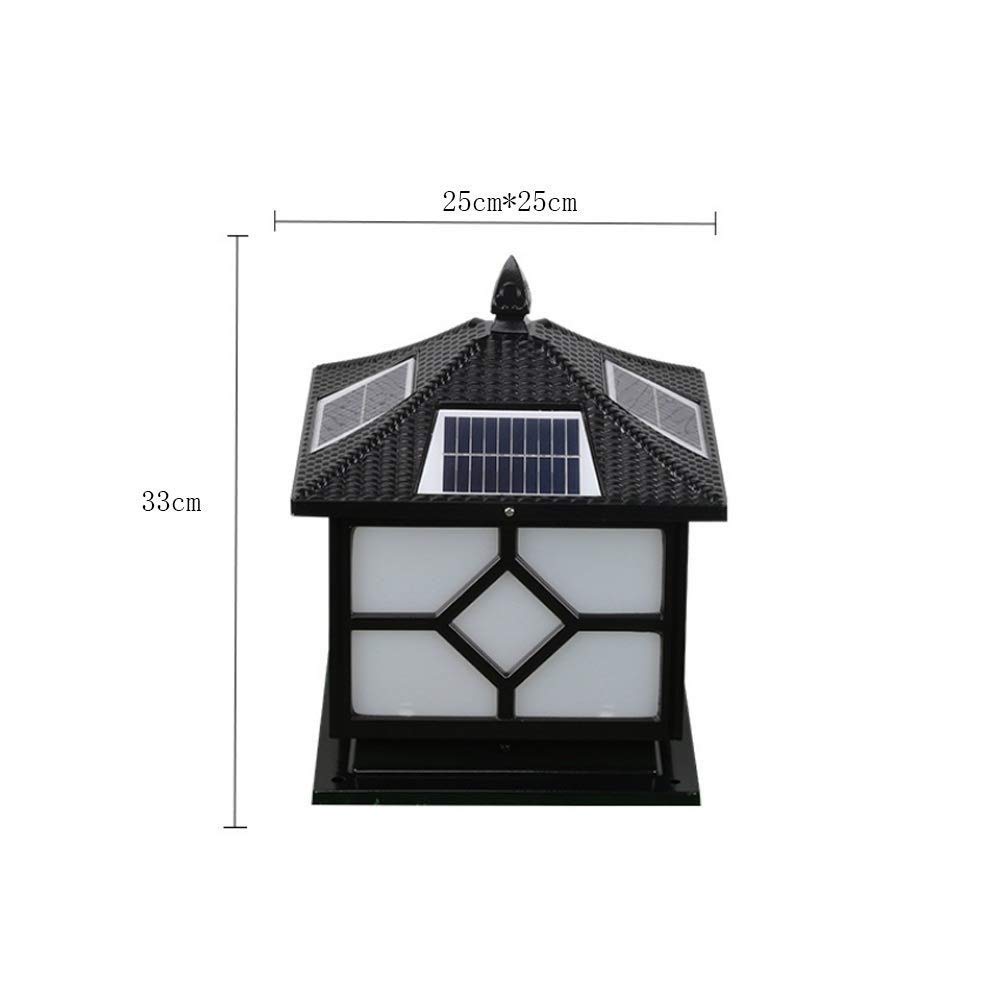 Zewnętrzne Lampy Słupkowe, Wodoodporne Ip65, Solarne, Retro, Zewnętrzne, Szklane, Latarnie, Słupki, Aluminiowe, Zewnętrzne, Słupki Oświetleniowe, Oświetlenie Patio W Styl(Ciepłe Światło_H-33Cm)