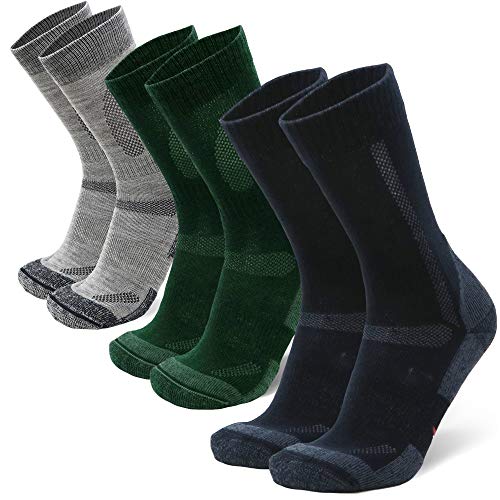 Merino Wool Hiking & Walking Socks 3 pack (Multicolor: Navy, Grey, Green, US Women 8-10 // US Men 6.5-8.5)