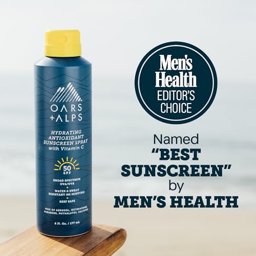 Oars + Alps Sunscreen Spray for Face & Body Spray Sunscreen Infused with Vitamin C & Antioxidants, No White Residue, Water & Sweat Resistant, All Skin Types, Lightweight, Hydrating, SPF 50, 6 Oz, 2pk - Image 4