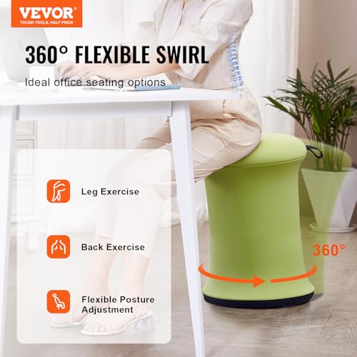 Image of VEVOR Wobble Chair, Height-Adjustable (19.3-25 inch) Wobble Chair with Fabric Cover, Flexible Seating Wobble Stool Made of Iron & Sponge, Ideal for School, Office & Home, 20 Tilt Angle, Age 12-18, Green