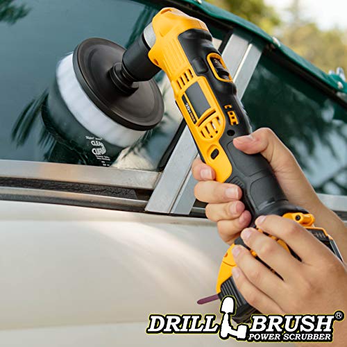 5 Inch Diameter Drill Powered Scrub Brush With Quarter Inch Quick Change Shaft (Automotive Soft-White) #TOP1