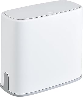 SIDIANBAN Bathroom Trash Can with Press Type Lid, Small Garbage Can Slim Compost Bin Wastebasket, Kitchen Trash Bin with Inner Bucket for Bedroom, Living Room, Office, 2.6 Gal/10L (White)