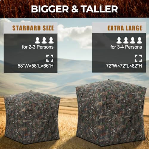 HUNTSEN Hunting Blind 270° See Through 3-4 Person Ground Blind Pop Up Deer Blind for Hunting with Carring Bag - Portable Durable Blind for Turkey and Deer Hunting - Thumbnail 6
