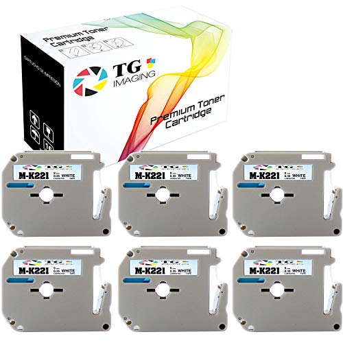 TG Imaging Compatible P Touch M-K221 M Label Tape Replacement for Brother P Touch PT-M95 PT-100 PT-45M PT-55BM PT-55S PT-65 PT-85 PT-90 Label Makers (3/8 inches,9mm 6-Pack)