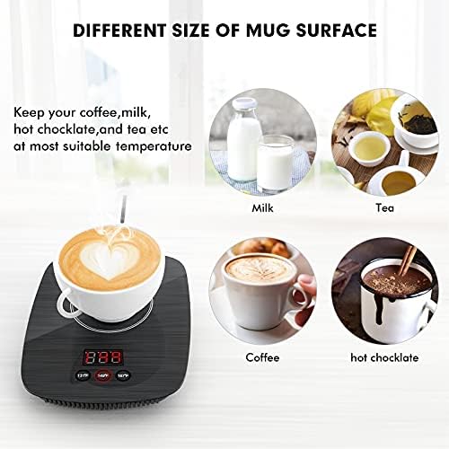 GREATCHI Mug Warmer-Coffee Warmer Auto Shut Off for Office Home Desk Use, 25 watt Electric Beverage Warmer with 3 Temperature Settings 131 149 to 167,Plate for Coffe Cocoa Tea Water Milk (Grey)