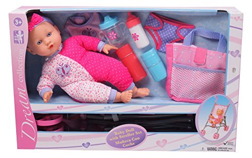 image for DREAM COLLECTION Gi-Go: 14' Baby Doll with Stroller Set, Accessories I