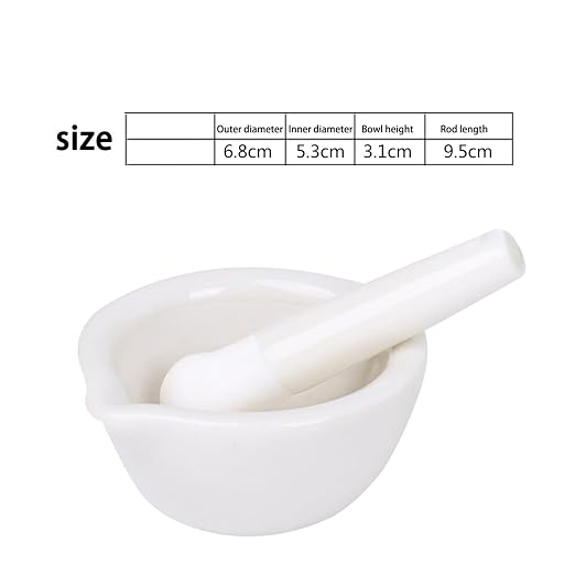 Mortero y maja de porcelana blanco para especias miniatura 2