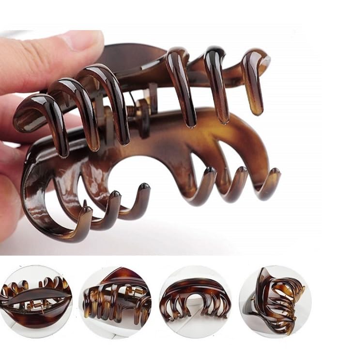 Premium Hair Claw Clips For Thick Hair, Strong Holding Power Claw Hair Clamps Delicate Hair Grip for Women and Girls (Amber - 1 pcs) - Image 5