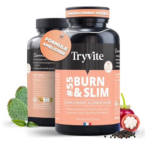 Bruleur de Graisse Puissant | Coupe Faim Puissant et Efficace | Perte de Poids Rapide et Efficace | TRYVITE BURN&SLIM Version 2026 | 90 Gélules