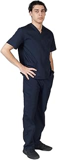 M&M SCRUBS Men Scrub Set Medical Scrub Top and Pants L Dark Navy Blue