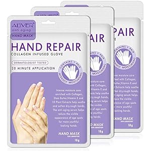 Hand Mask Moisturising 3 Packs, Exfoliating Hand Mask and Natural Therapy Collagen Deep Infused Moisturizing Gloves Repairing Damaged, Dry and Cracked Skin for Women or Men（Lavender)