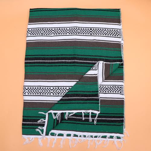 Manta de algodón mezcla de estilo mexicano verde con tejido texturizado 8